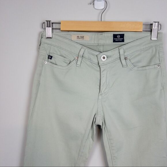 AG Adriano Goldschmied The Stilt Cigarette Jeans Mint Green Size 25 Low Rise - Picture 4 of 11